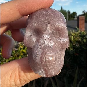 SKULL LOVERS - Pink Amethyst Skull Carving with Druzy